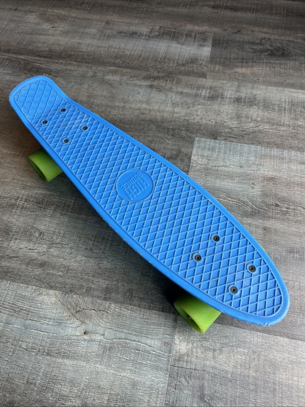 Penny Board High Bounce Nickel Skateboard Cruise Blue & Neon Wheels! Good Trucks